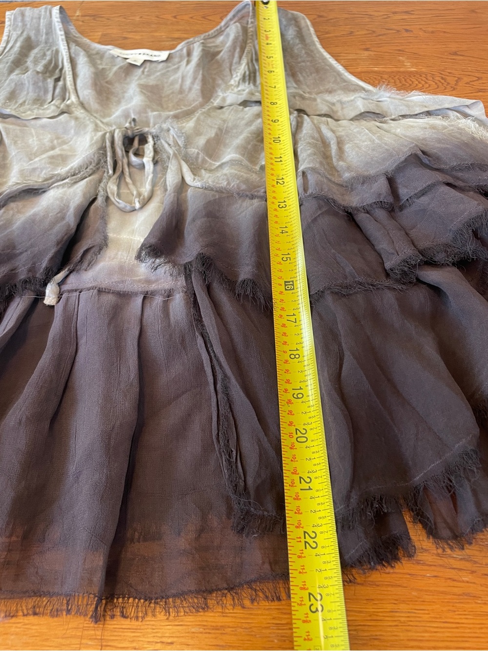 Lucky Brand Gray to Black Ombre Ruffle Tie-Front Camisole - Picture 8 of 8